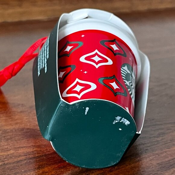 Starbucks Coffee 2023 Ceramic Christmas Ornament Red To-Go Mini Cup in Package - Picture 5 of 9